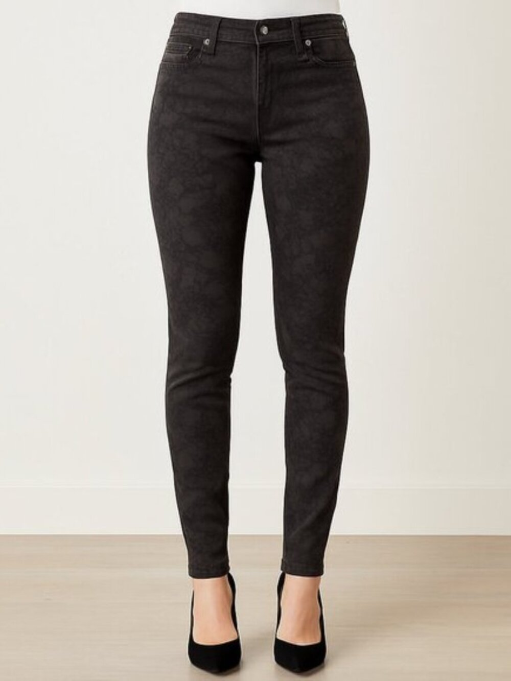 FIDELITY DENIM | Stevie Mid Rise Skinny Black Parisian Lace - Size 24